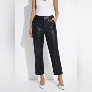 Dèluc Black Faux Leather Pants Mid High Rise Size M